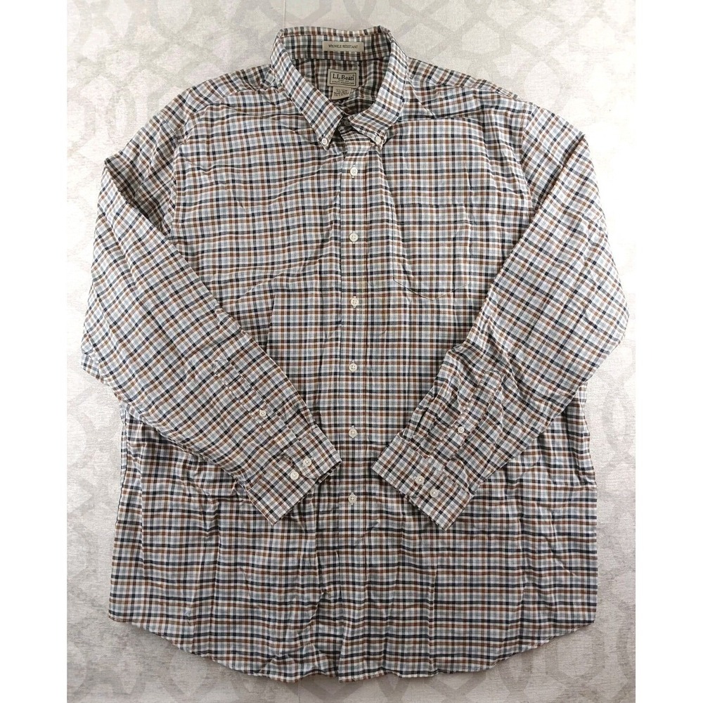Territory Ahead Button Down Shirt Mens Large Gray Plaid Long Sleeve Wrinkle Free